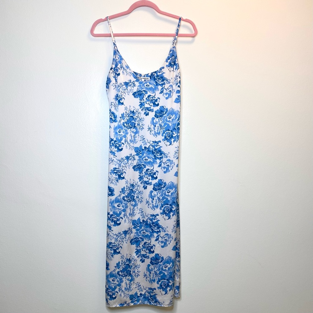 REFORMATION blue & white silk floral dress π - Picture 1 of 13
